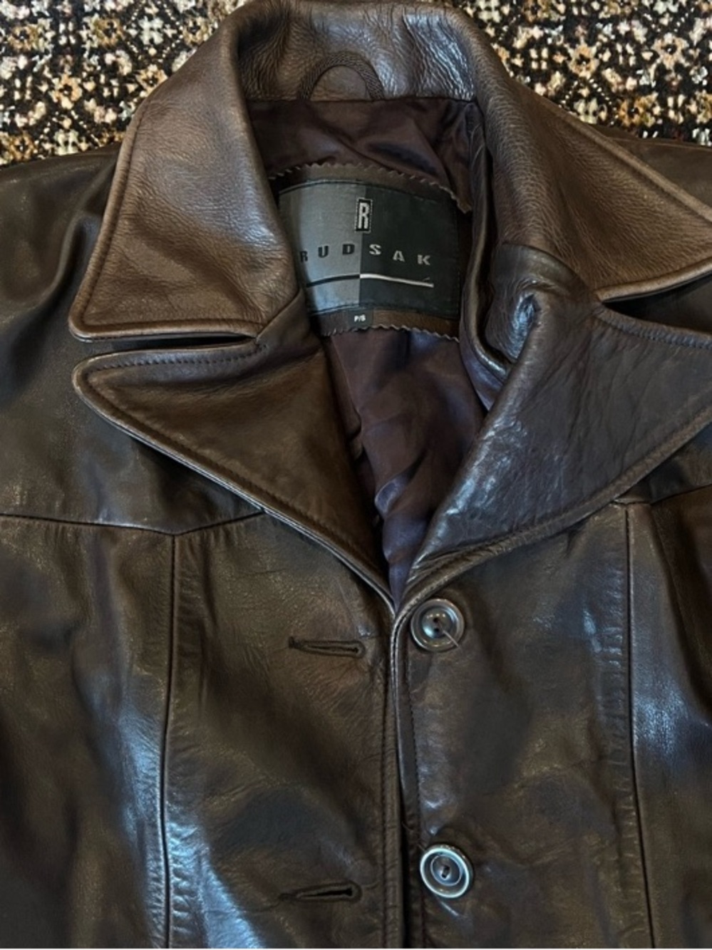 Vintage Rudsak Women’s Dark Brown Leather Jacket - Classic Button Front
